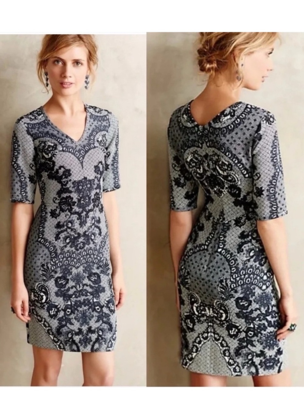 Anthropologie Yoana Baraschi Lace Infused Printed Shift Dress